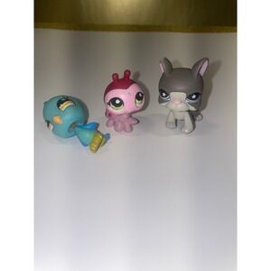 Littlest Pet Shop LPS Lot Blue Bird French Bulldog Ladybug Toys Hasbro‎